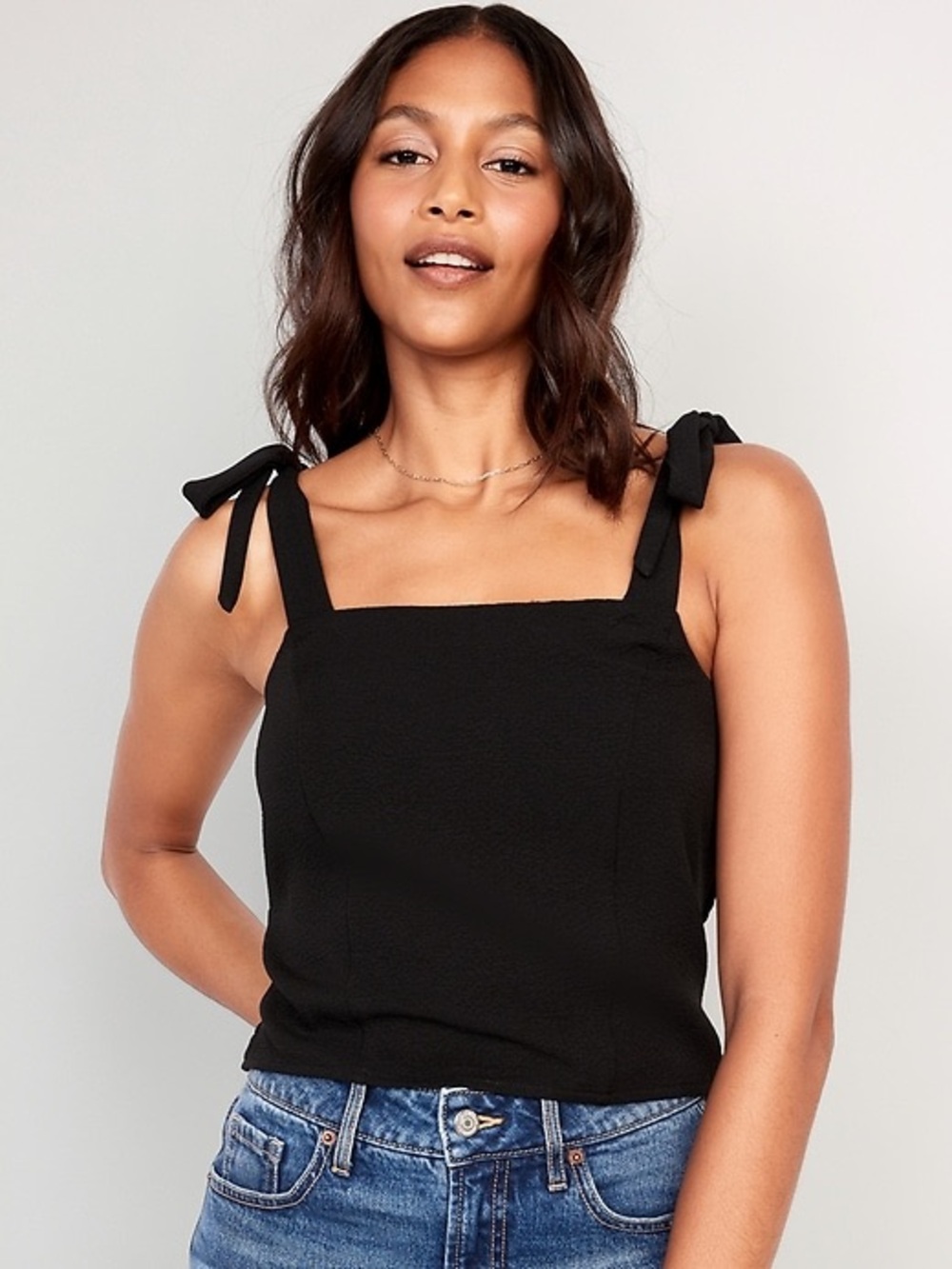 Old Navy Fitted Tie-Shoulder Cropped Dobby Corset Cami Top
